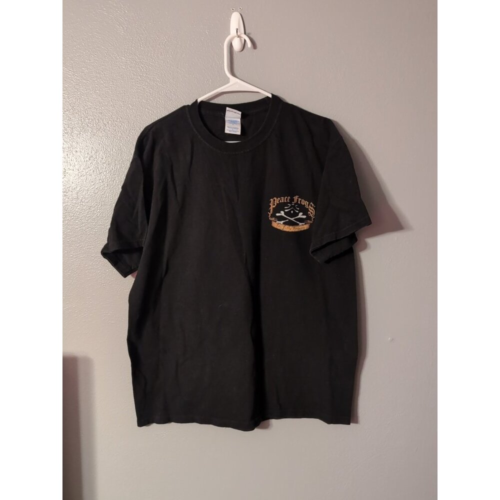 Peace Frogs T-Shirt Men's Size L Jolly Frogger Pirates Of The Amphibian Black
